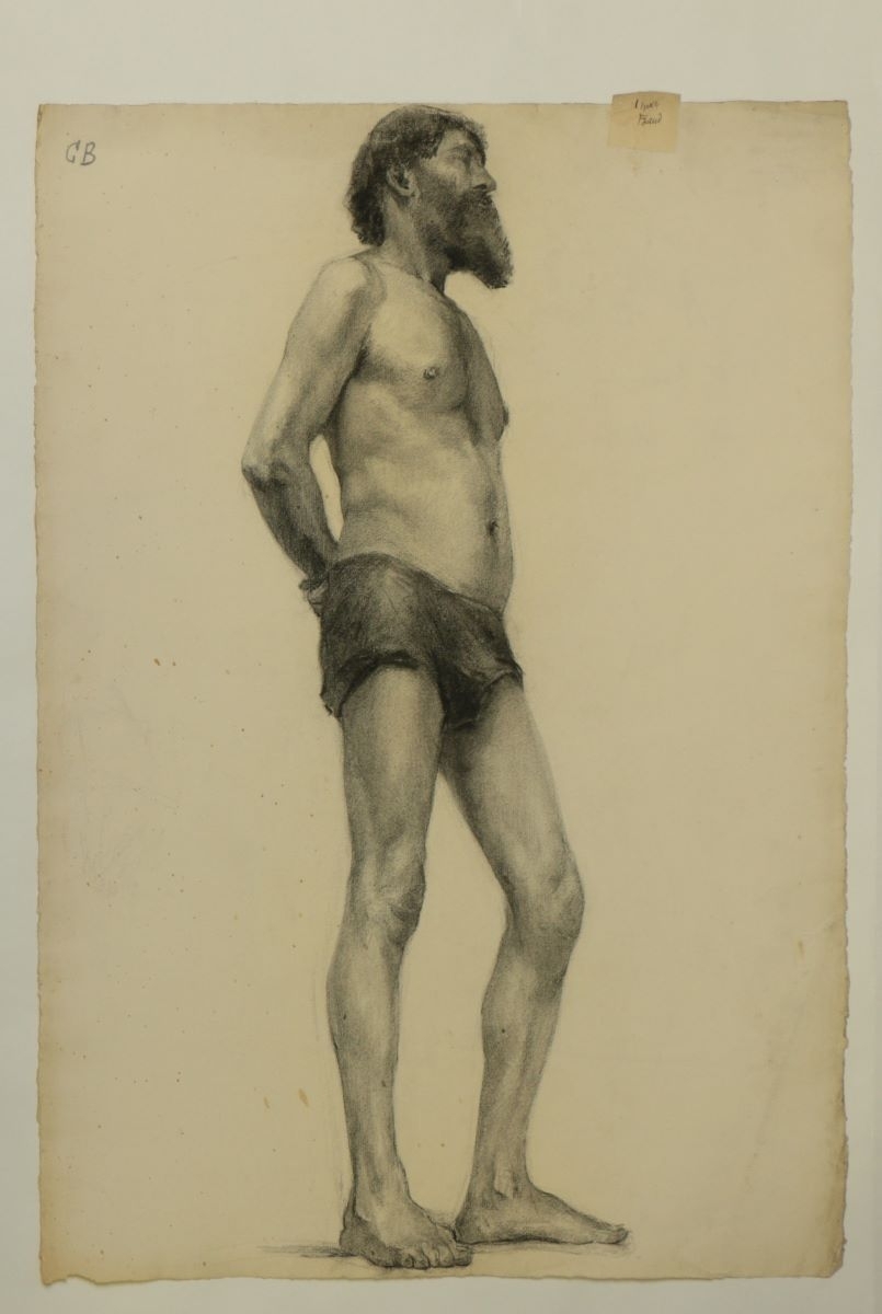 Académie Julian : dessin de modèle vivant masculin (titre factice), Marcelle Baud, 1911