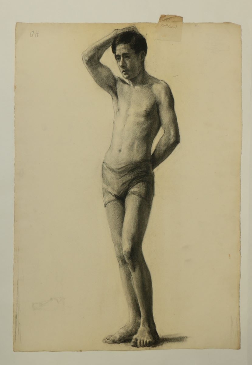Académie Julian : dessin de modèle vivant masculin (titre factice)_0