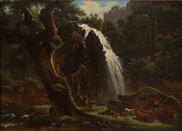 Cascade du Queureuilh au Mont Dore, Friedrich Salathé, 1821