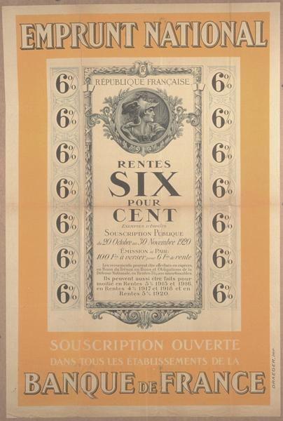 EMPRUNT NATIONAL (titre inscrit), Louis Alexandre Bottee, 1920
