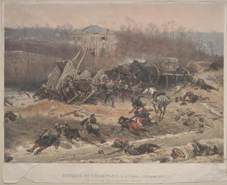 BATAILLE DE CHAMPIGNY (texte inscrit), Alphonse de Neuville, 1870 vers
