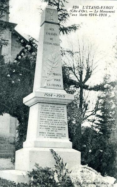 834 L'ETANG-VERGY / (Côte d'Or). - Le Monument / aux Morts 1914-1918 (titre inscrit)_0