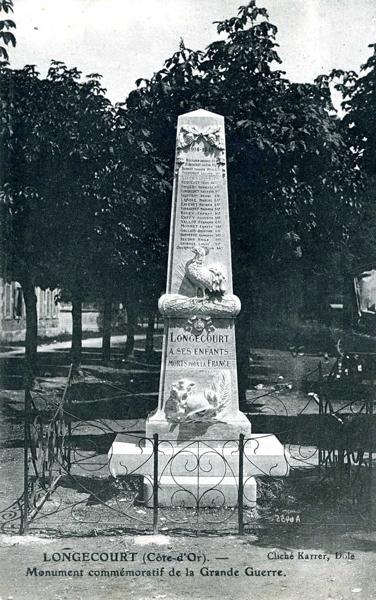 LONGECOURT (Côte d'Or). / Monument commémoratif de la Grande Guerre (titre inscrit)_0