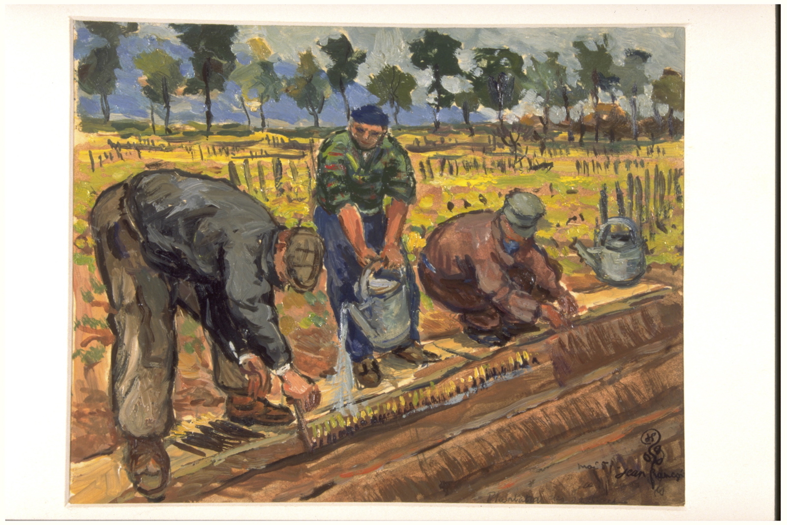 Plantation de boutures à Premeaux. Mise en pépinière (titre inscrit, au verso), Jean François, 1957