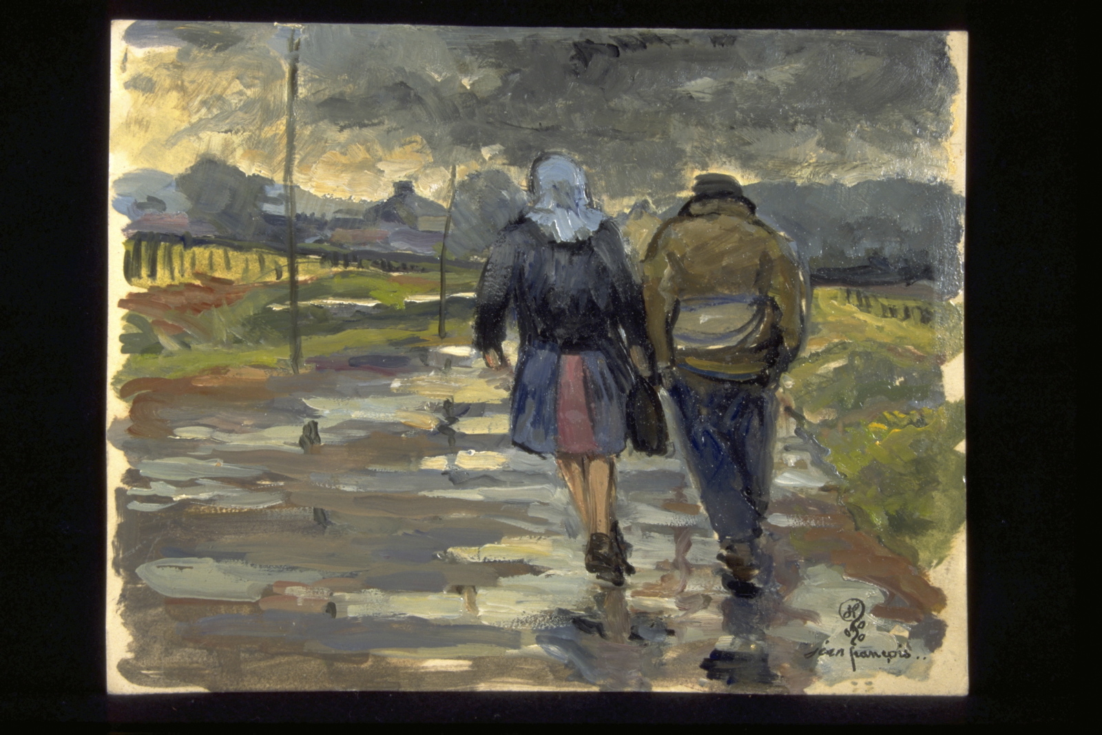La giboulée. Chenôve. Pluie de printemps (titre inscrit, au verso), Jean François, 1957