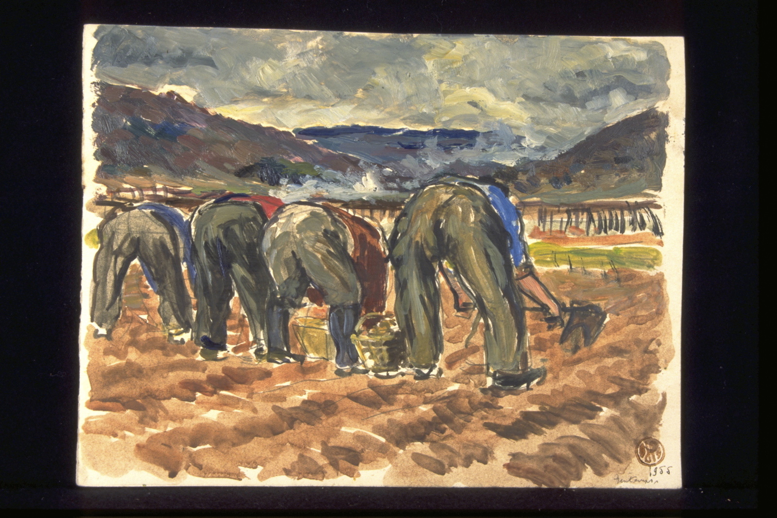 Plantation de la vigne, Combe de Marsannay (titre inscrit, au verso), Jean François, 1955