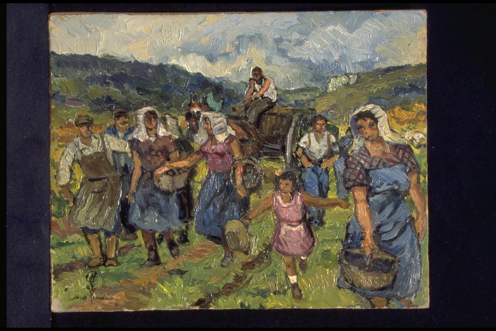 Automne vendanges, retour de vendange (titre inscrit, au verso), Jean François, 1959