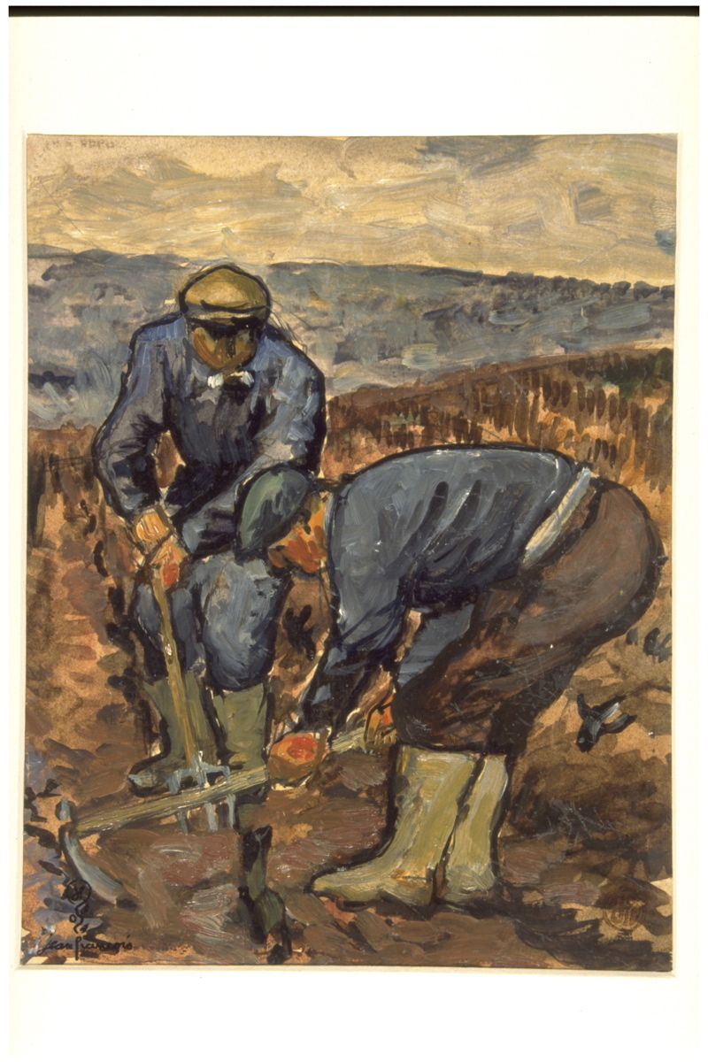 Travaux d’hiver, défonçage en février vers Fixey (titre inscrit, au verso), Jean François, 1954
