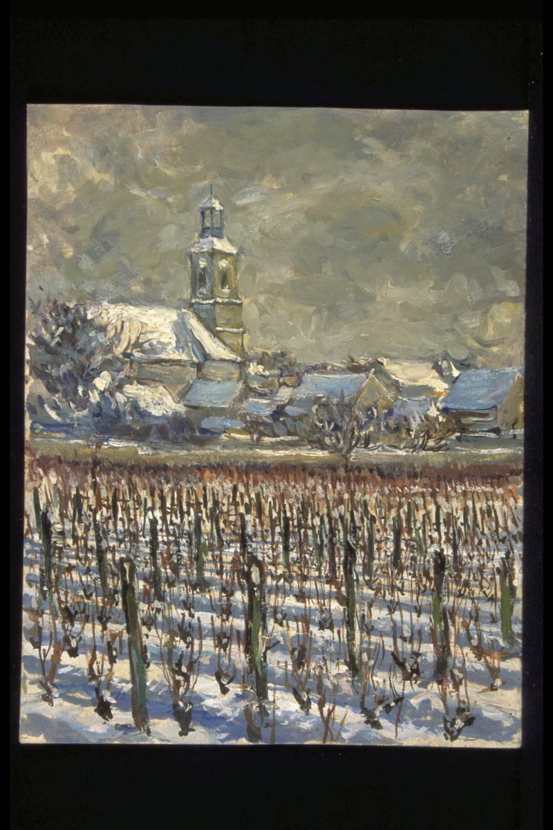 Marsannay la Côte sous la neige (titre inscrit, au verso), Jean François