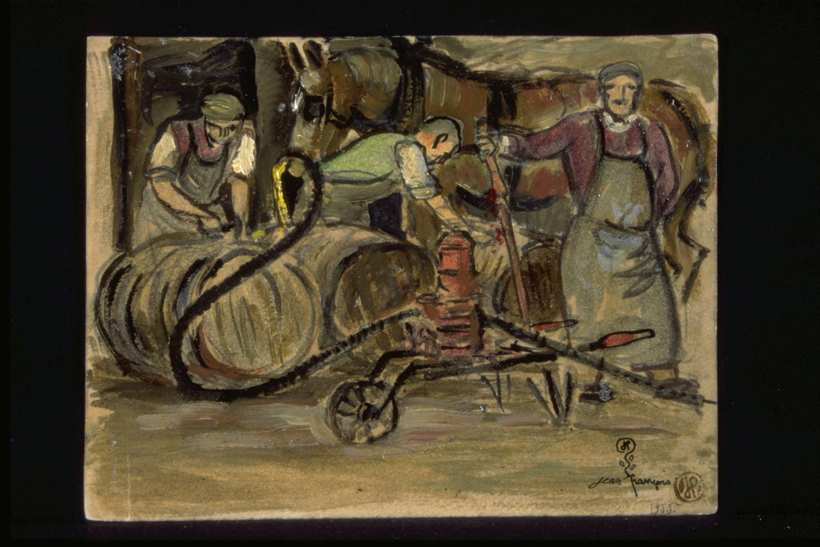 Automne cuverie, décuvage Chambolle (titre inscrit, au verso), Jean François, 1954-55 ?
