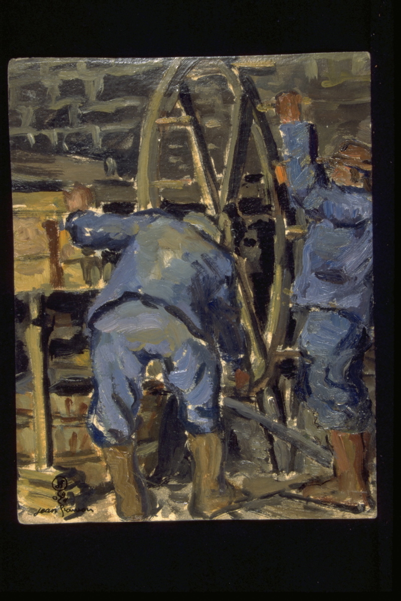 Automne pressoir, le pressurage (titre inscrit, au verso), Jean François, 1959
