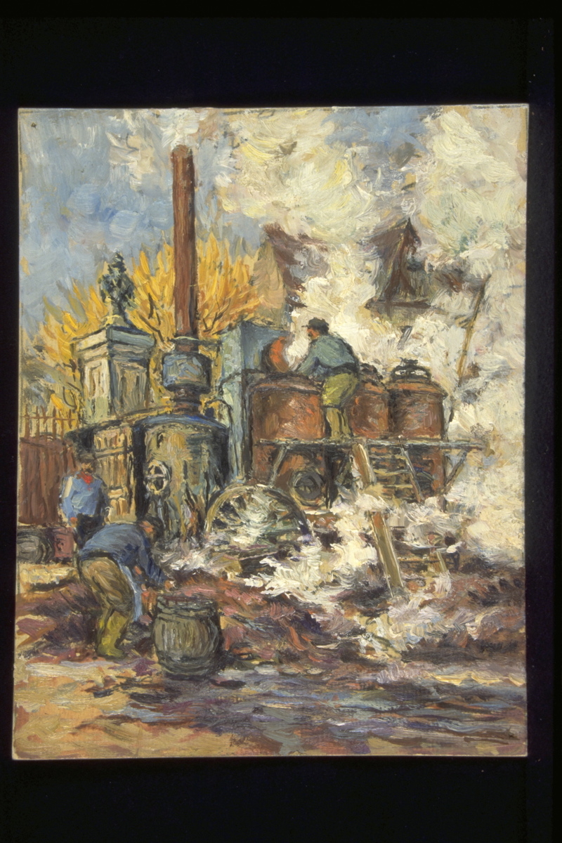 Distillation à Couchey (titre inscrit, au verso), Jean François