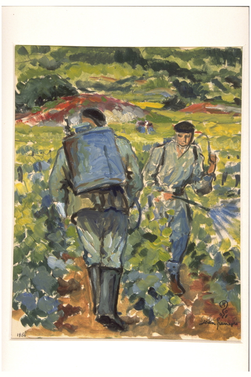 Eté, La Bouille Sulfatage à dos à Couchey (titre inscrit, au verso), Jean François, 1956