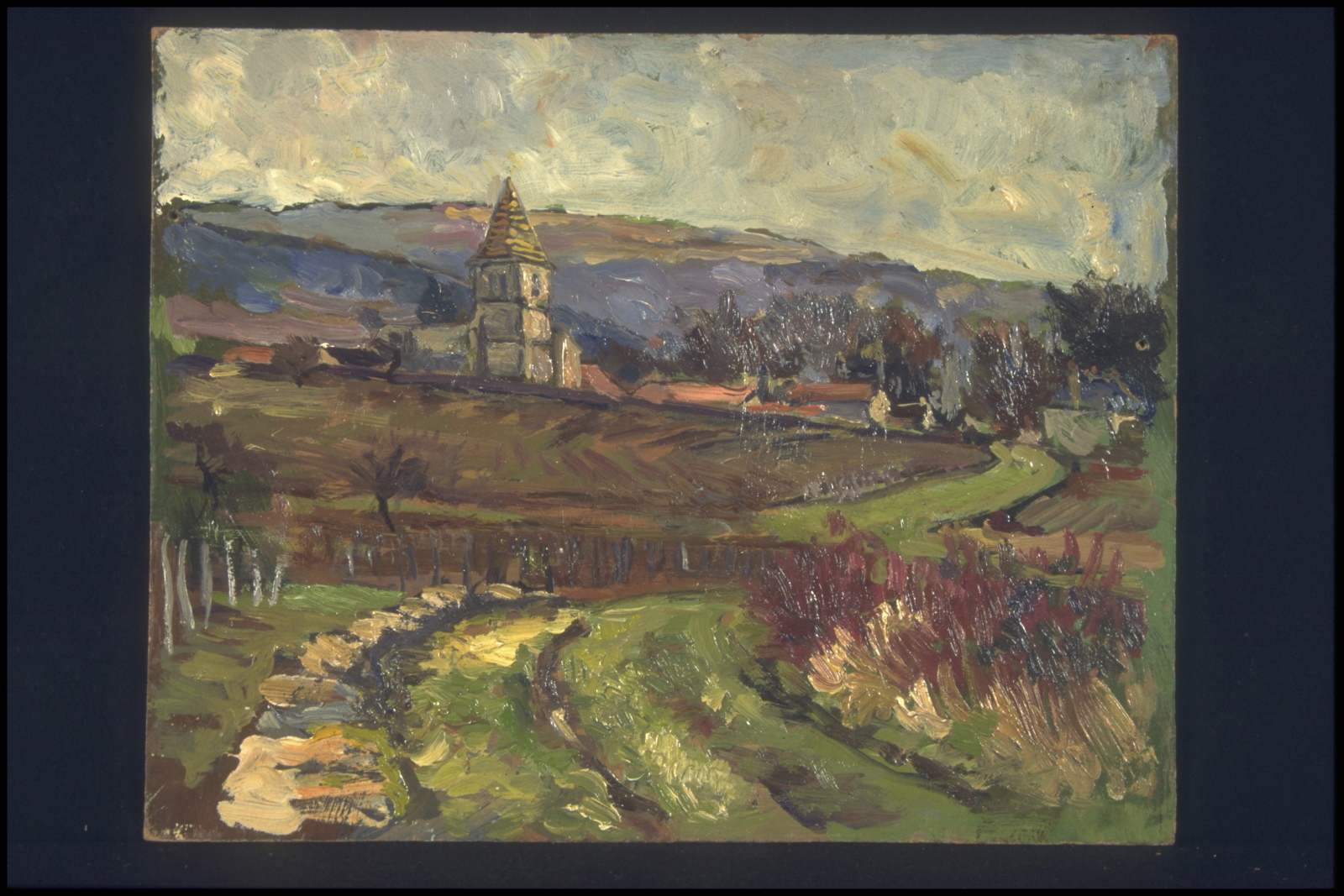 Le Chemin des vignes de Fixin à Brochon, fin d’automne (titre inscrit, au verso), Jean François