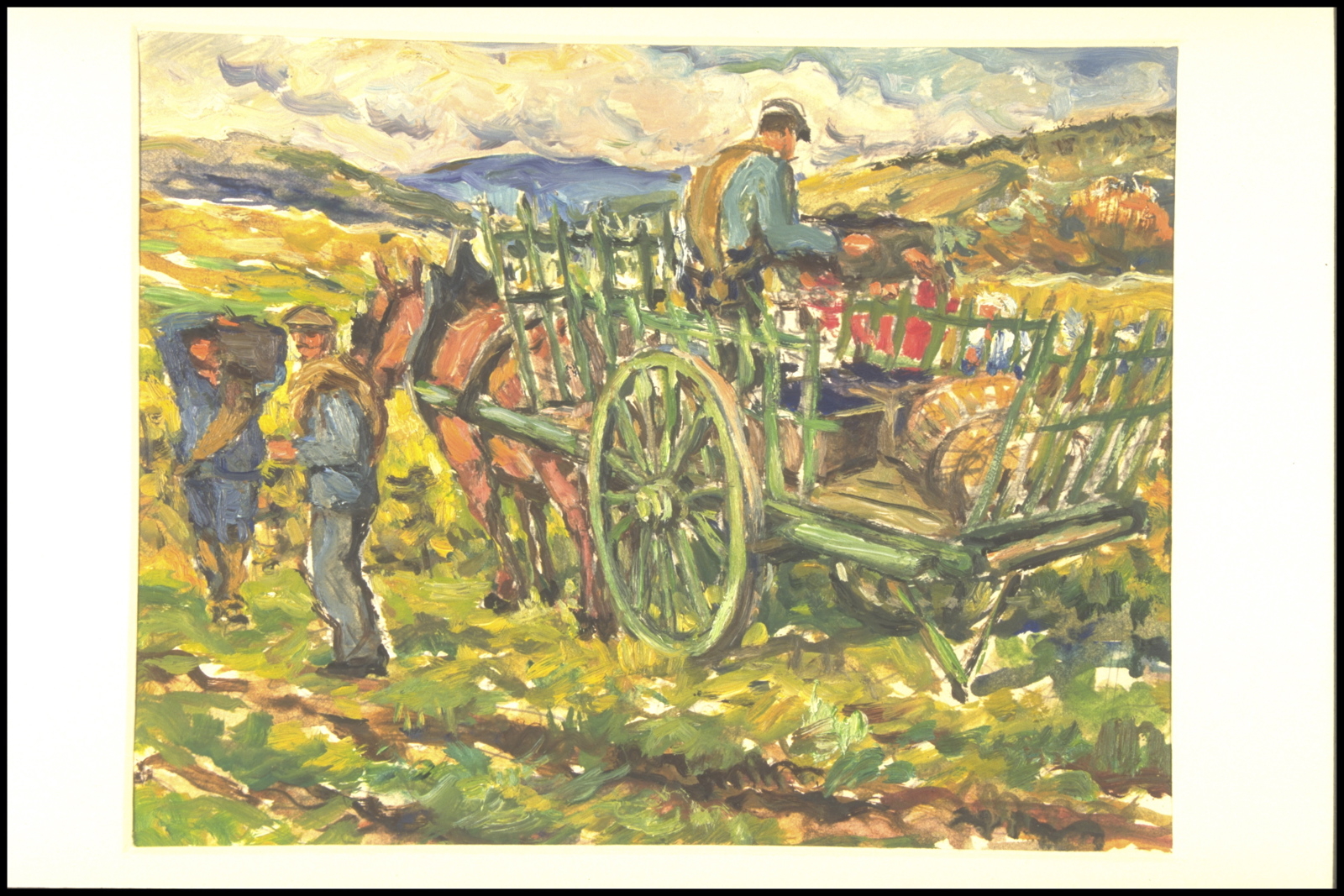 Automne vendanges, chargement des caisses (titre inscrit, au verso), Jean François, 1953