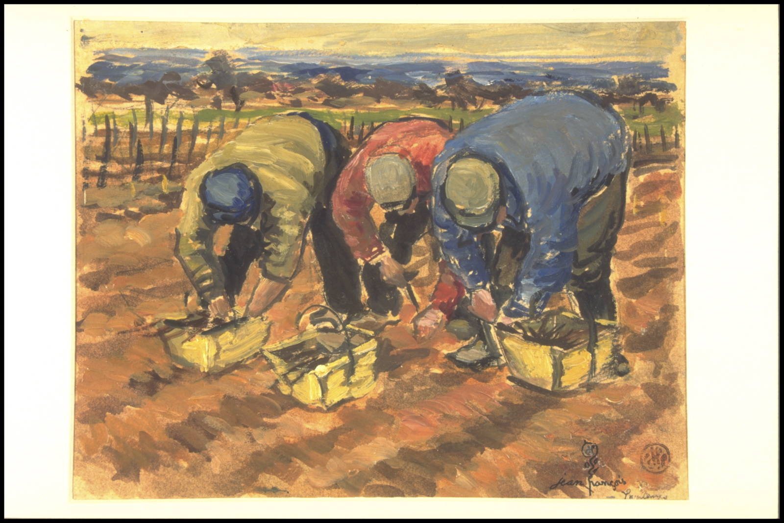 Hiver travaux, Plantation des greffons (titre inscrit, au verso), Jean François, 1955