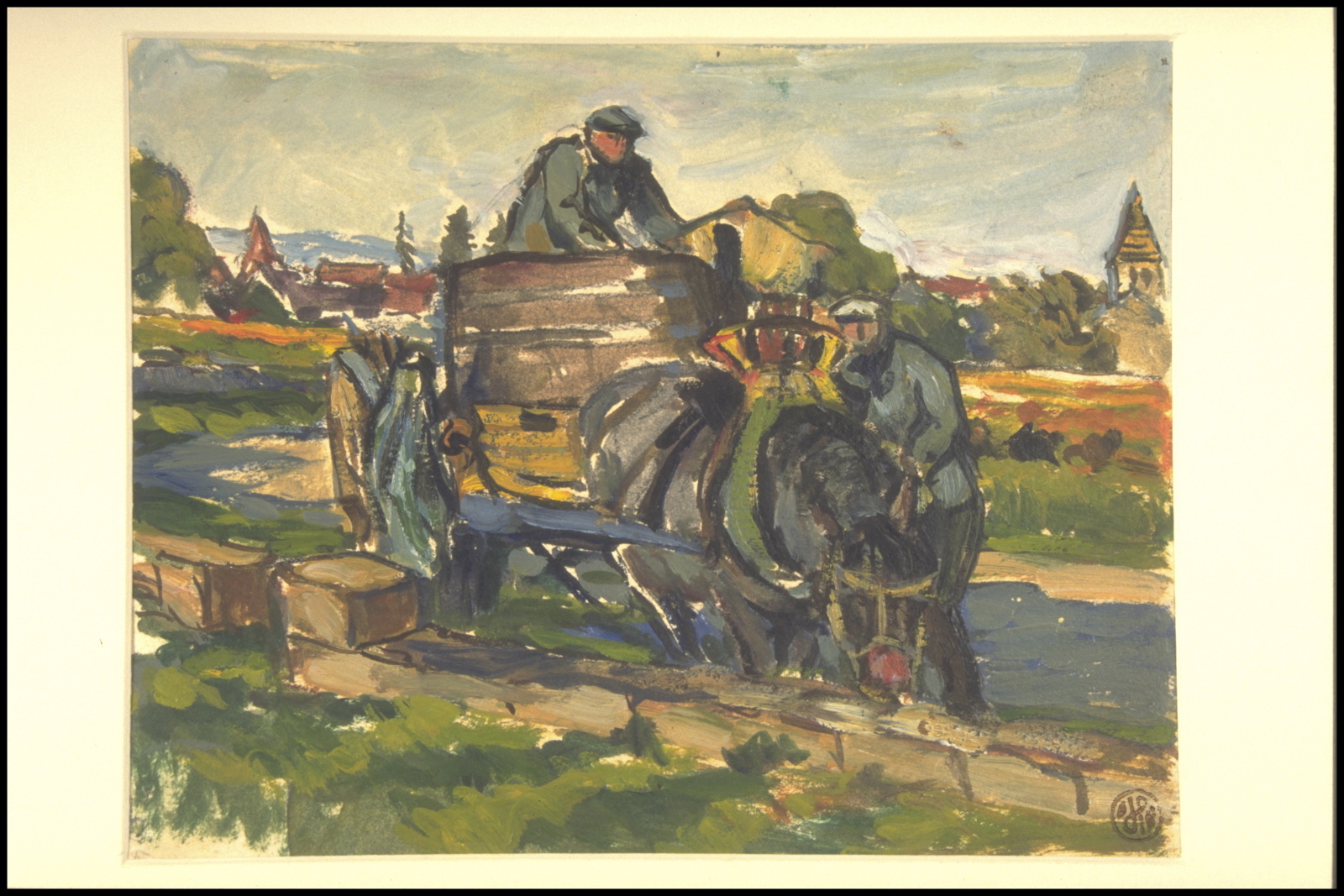 Automne vendanges, Ballonge à Couchey (titre inscrit, au verso), Jean François, 1955
