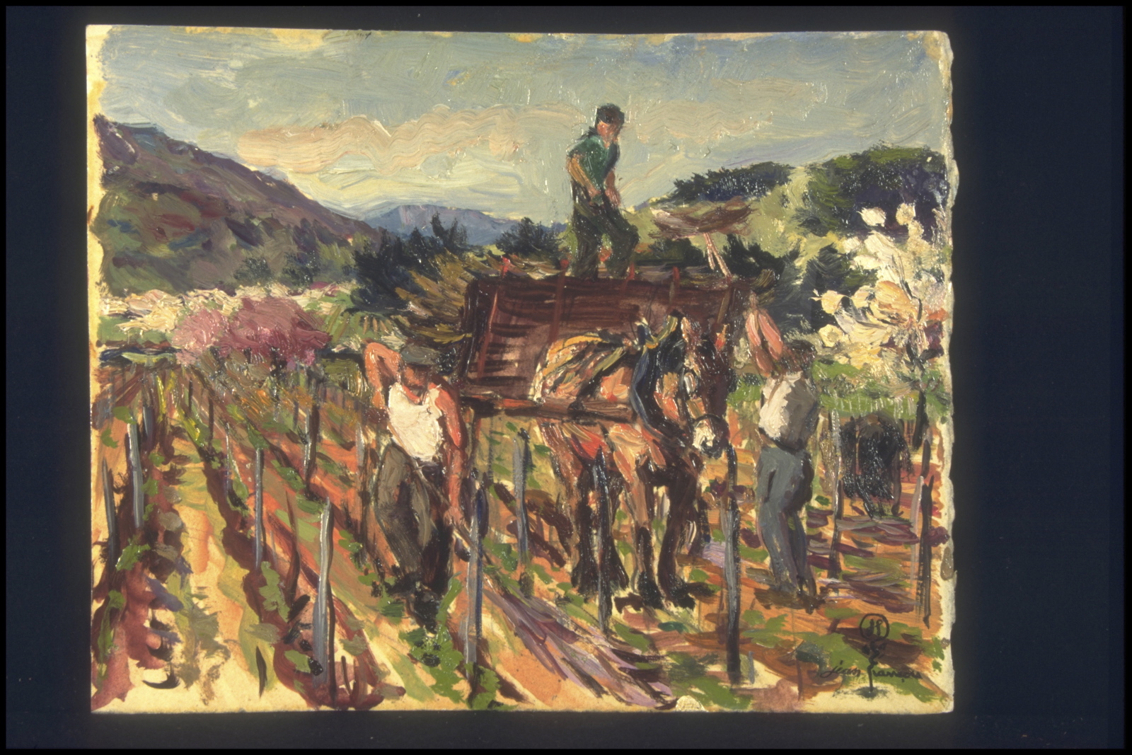 Printemps, ramassage des fagots de sarments vers Gevrey (titre inscrit, au verso), Jean François, 1961