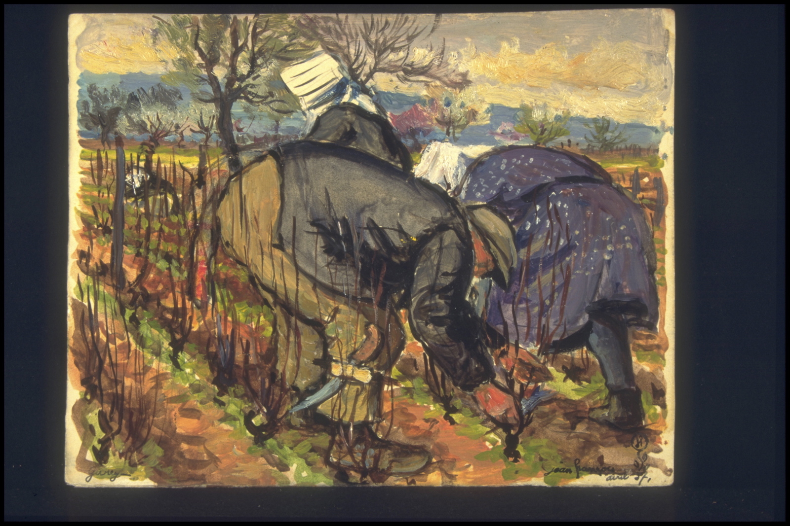 Taille de printemps à Marsannay, taille à la scie (titre inscrit, au verso), Jean François, 1957