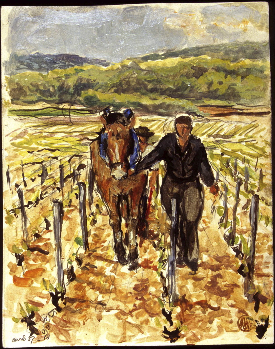 Labours de printemps à Morey. Fessoyage (titre inscrit, au verso), Jean François, 1957