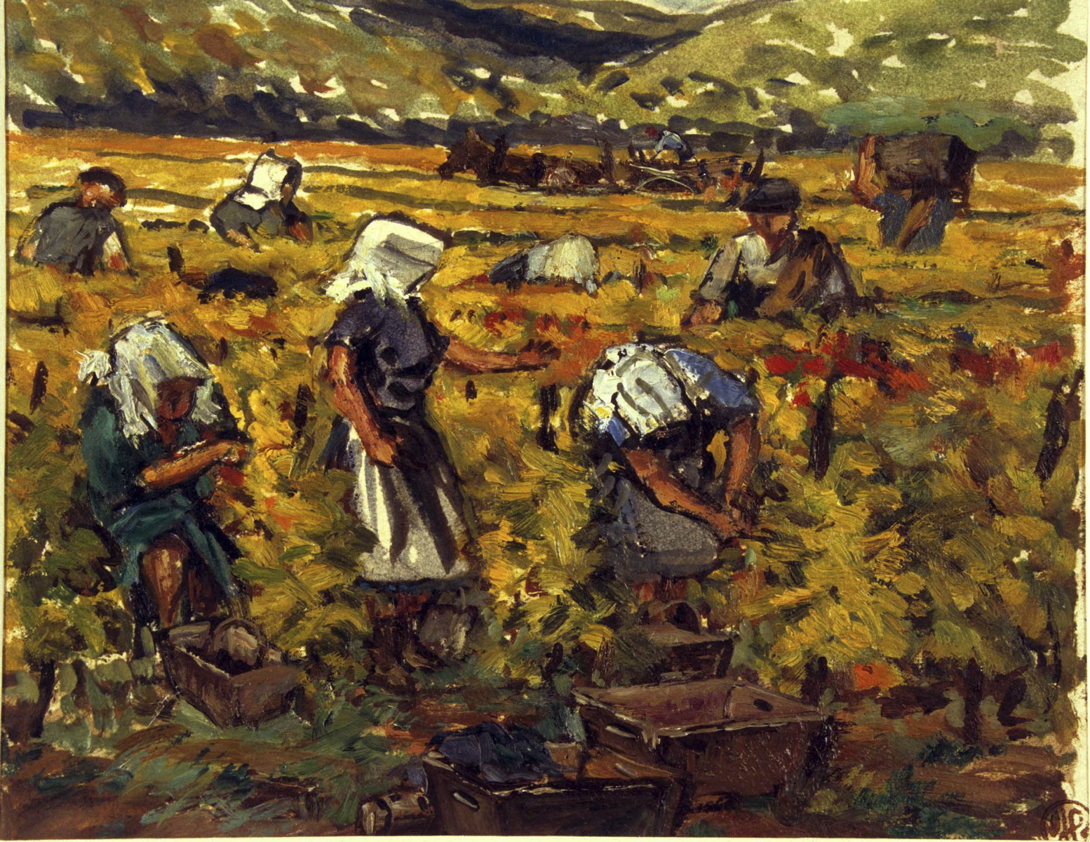 Layottes et vendangerots (titre inscrit, au verso), Jean François, 1953