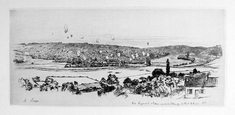 Entre Mouzon et les 3 Fontaines vue prise de Villemontry 30 Août 2 heures 1870 — Auguste André Lançon