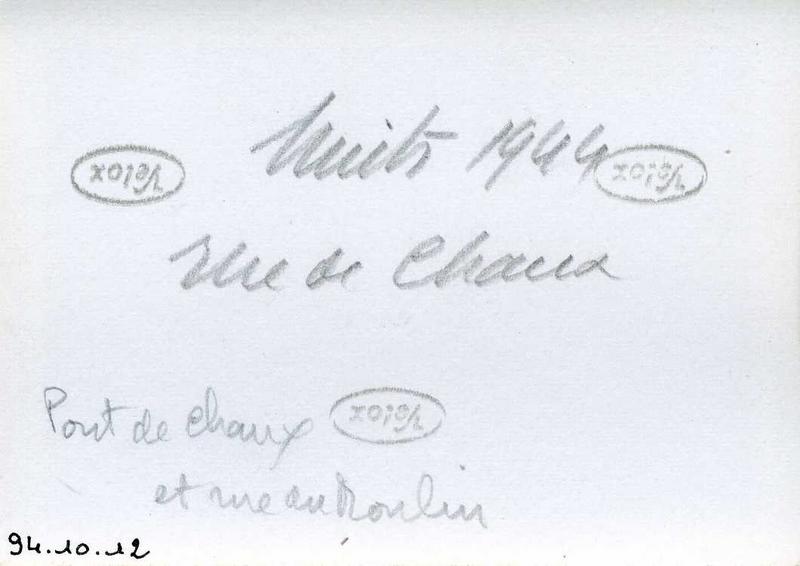 Nuits 1944 / rue de Chaux / Pont de Chaux / et rue du Moulin (titre inscrit), B Lamy, 1944