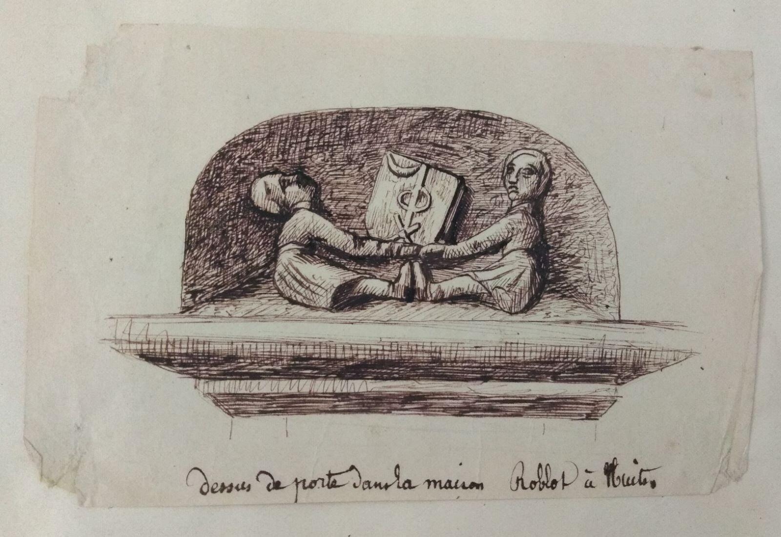 Dessus de porte dans la maison de Robiot à Nuits au XVIe siècle, Auguste Bony