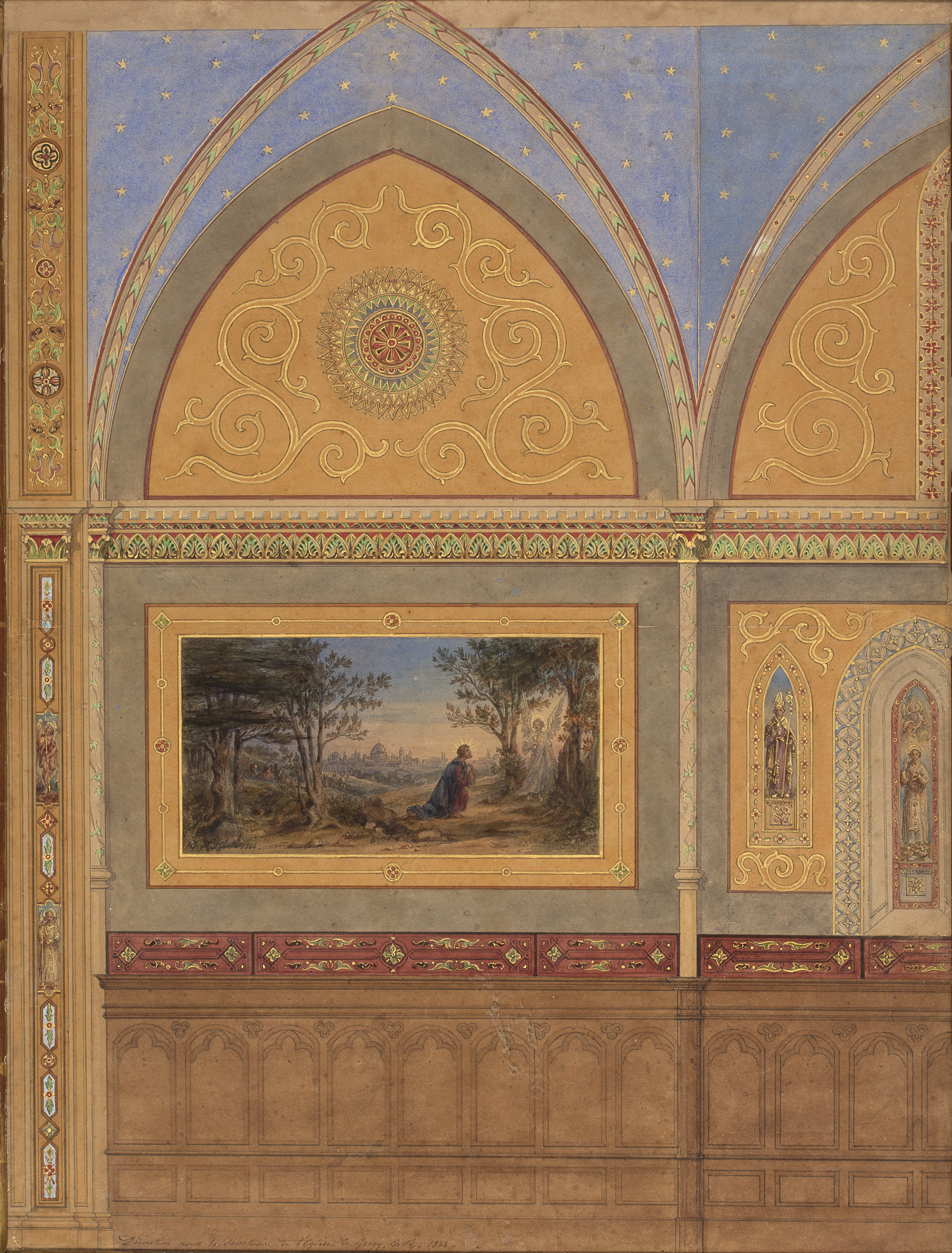 L'Agonie du Christ au Jardin des Oliviers (projet pour le choeur de l'église de Gergy), Étienne Raffort, 1866