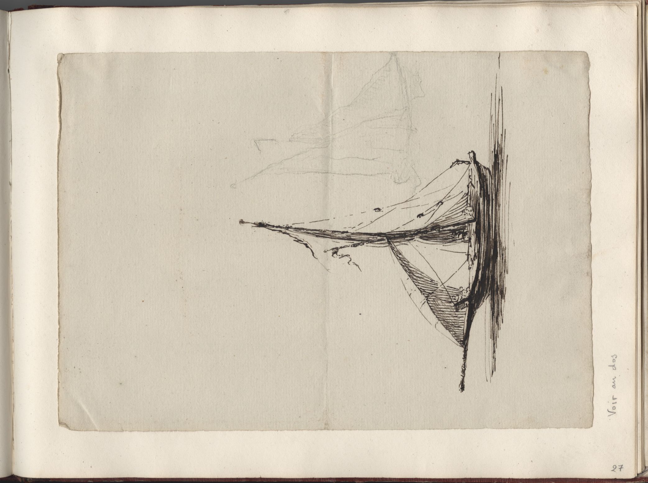 Deux études d'après une embarcation à voile # croquis de différents ustensiles de chauffage ?, Dominique Vivant Denon, 2e moitié 18e siècle, 1er quart 19e siècle