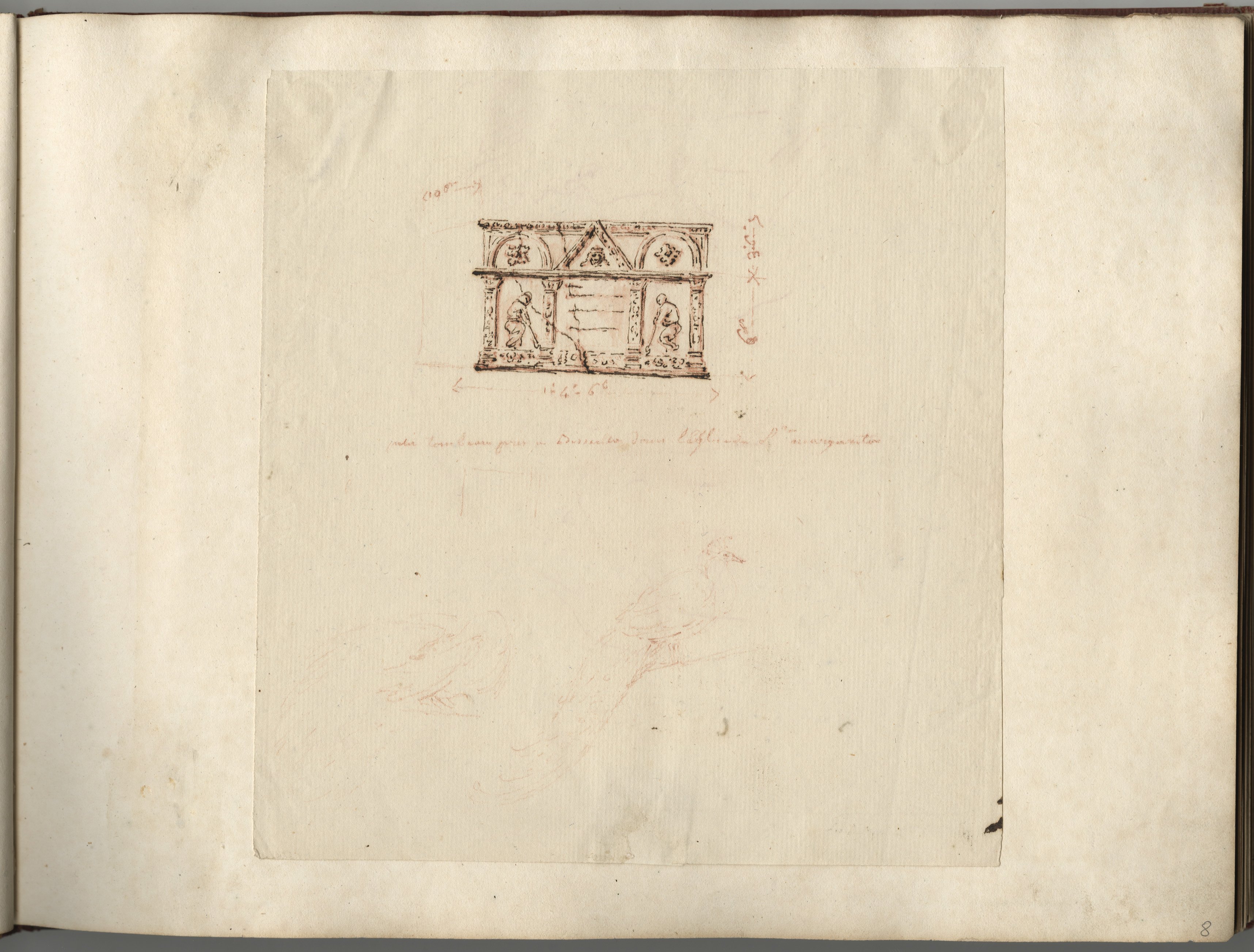 Etudes d'après un petit sarcophage et deux oiseaux, Dominique Vivant Denon, 19e siècle