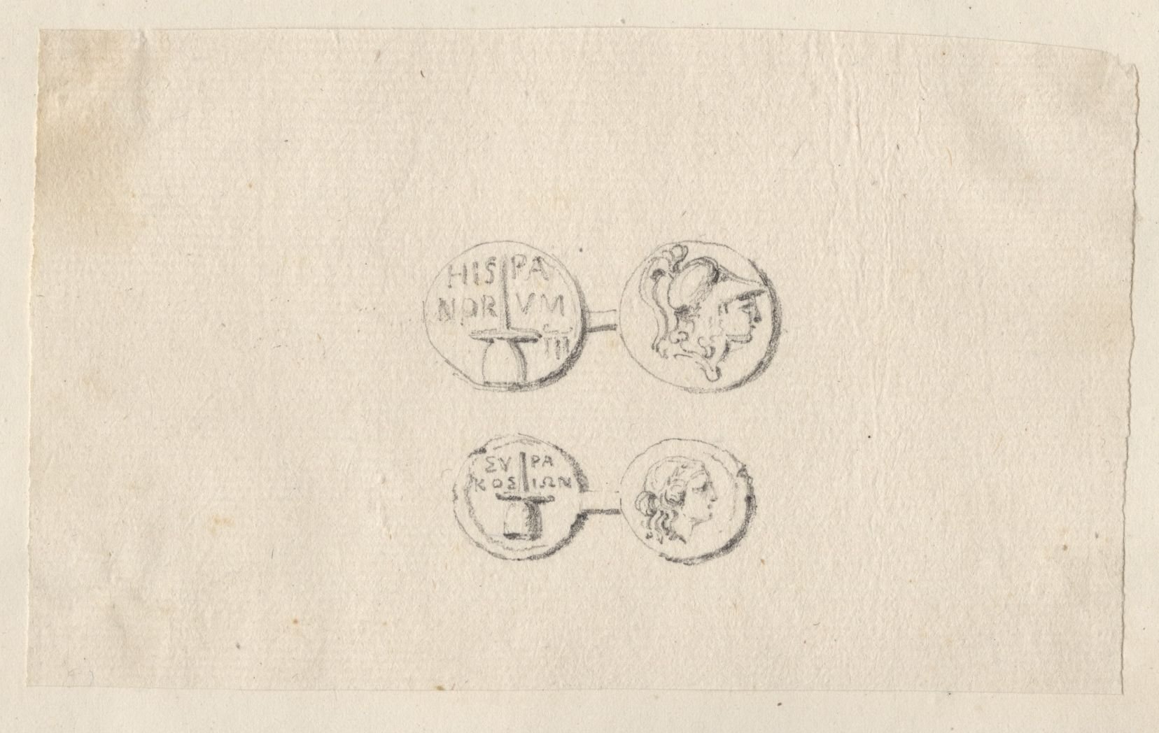 Deux médailles antiques, avers et revers_0