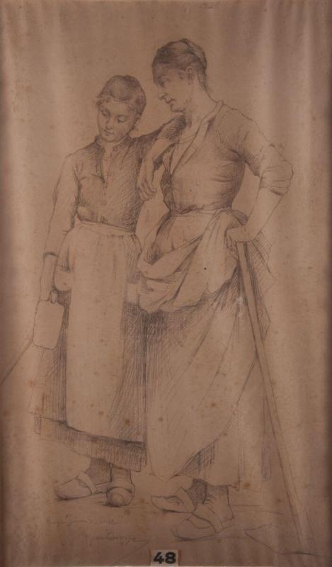 Berger joueur de vielle : Groupe de femmes, Jean Laronze, 1889 vers