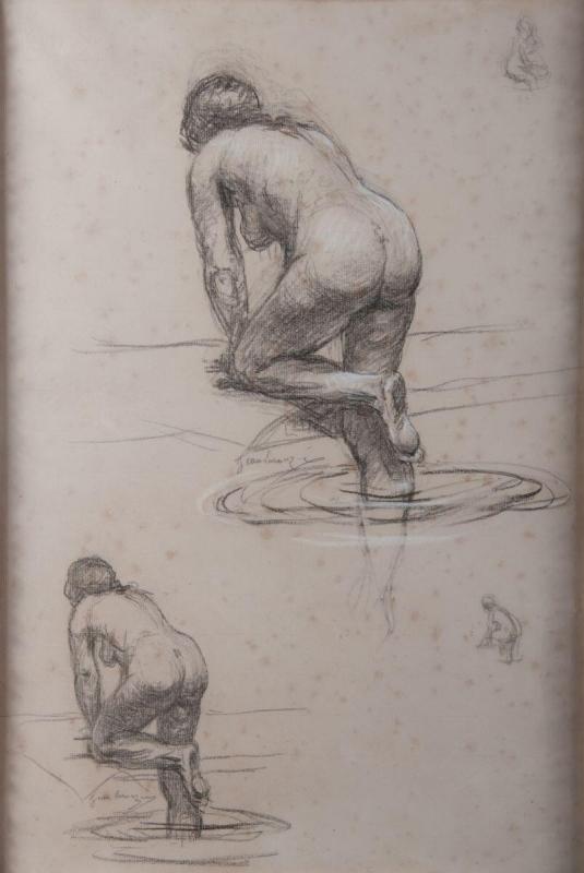 Deux baigneuses (remontant la berge), Jean Laronze, 1916