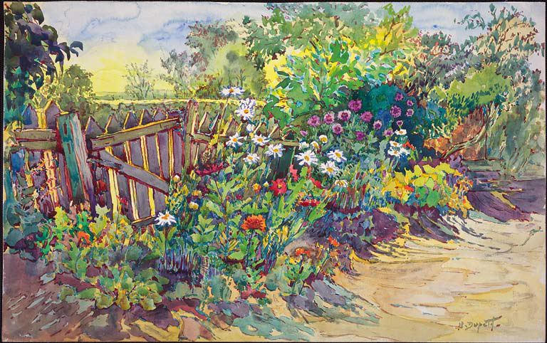 Portail aux fleurs, soleil levant_0