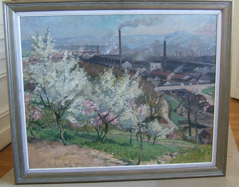 Le Creusot. Arbres fleuris et usine, Raymond Rochette, 1939 de