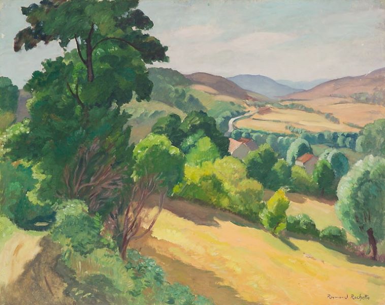 Vallée du Mesvrin vue du Montadiot (titre factice), Raymond Rochette, 1950