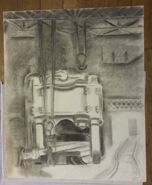 Presse hydraulique (titre factice), Raymond Rochette, 1949
