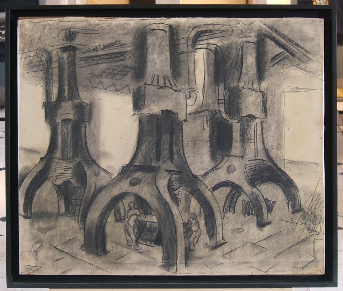 Trois marteaux-pilons (titre factice), Raymond Rochette, 1950