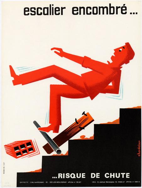 escalier encombré, RISQUE DE CHUTE, Bernard (1942-....) (dessinateur Chadebec, 1967