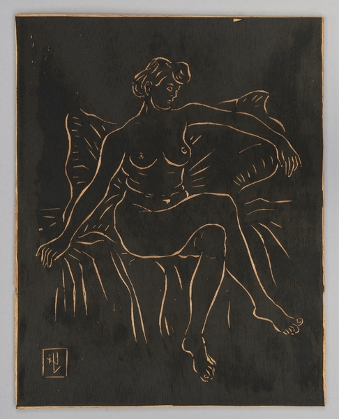 Nu assis sur un coussin, jambes croisées (Catalogue raisonné 19, n°10), Jean Urvoy, 1970