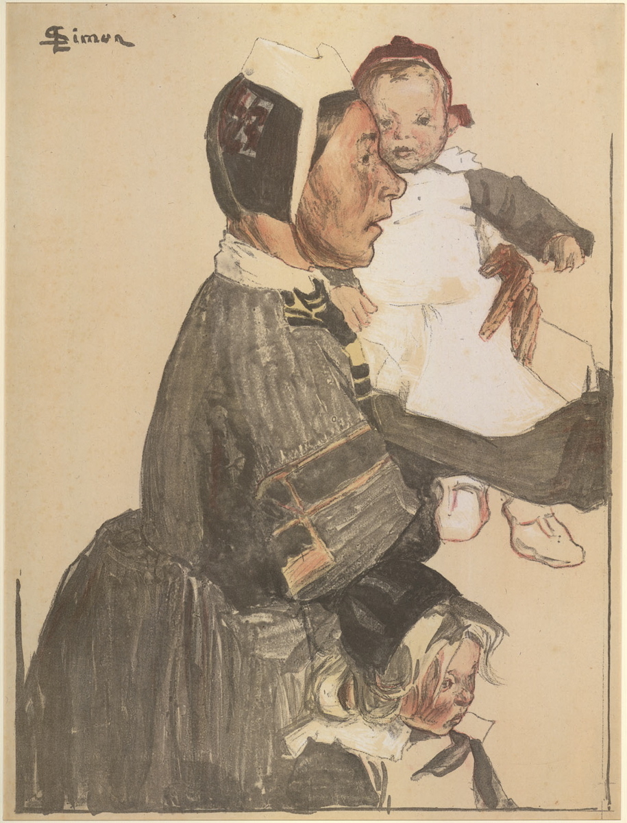 Vieille Bretonne conduisant des enfants, Lucien Simon, 1897