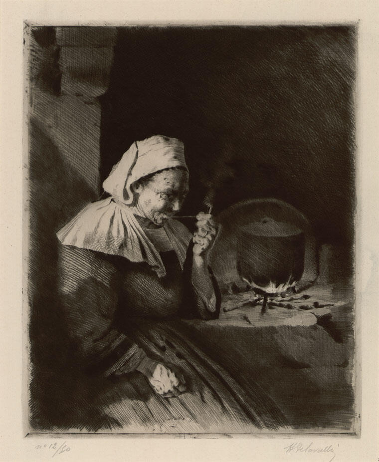 La Vieille fumant sa pipe, Henri Delavallée, 1892