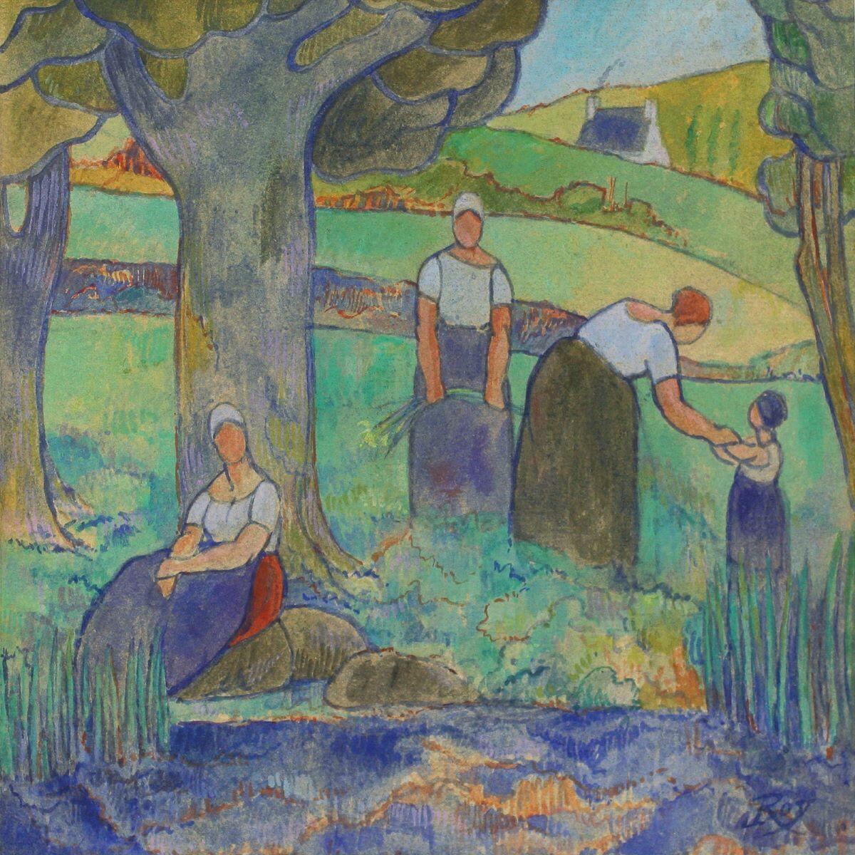 Bretonnes près d'une rivière ou Femmes près d'une rivière, Louis Roy, 1895