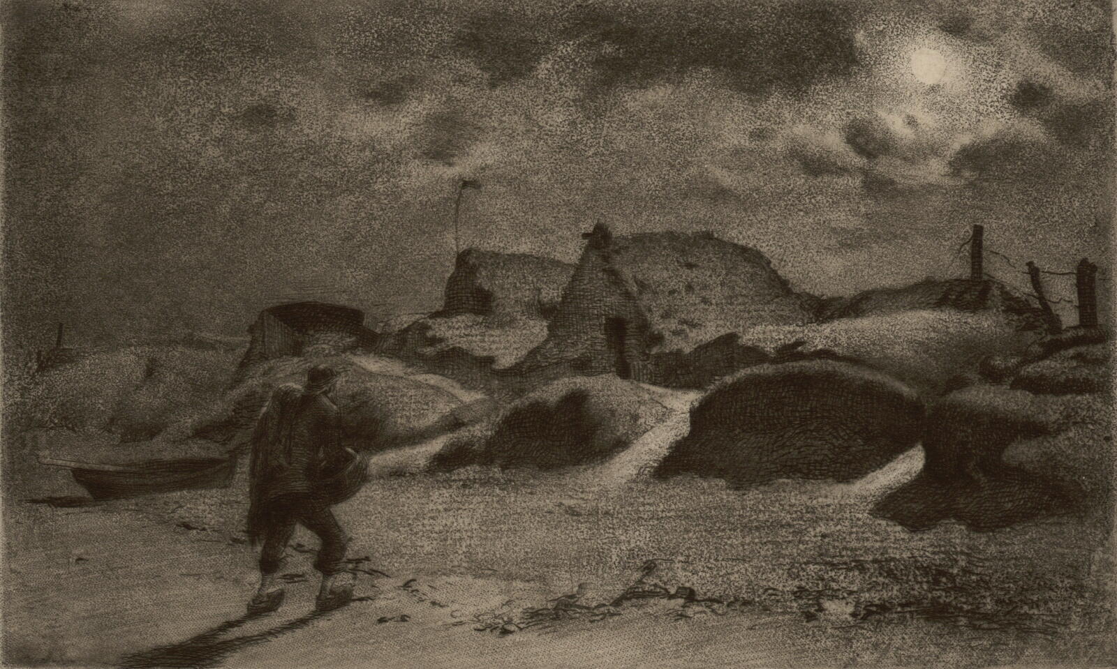 Retour de pêche la nuit, Henri Delavallée, 1891