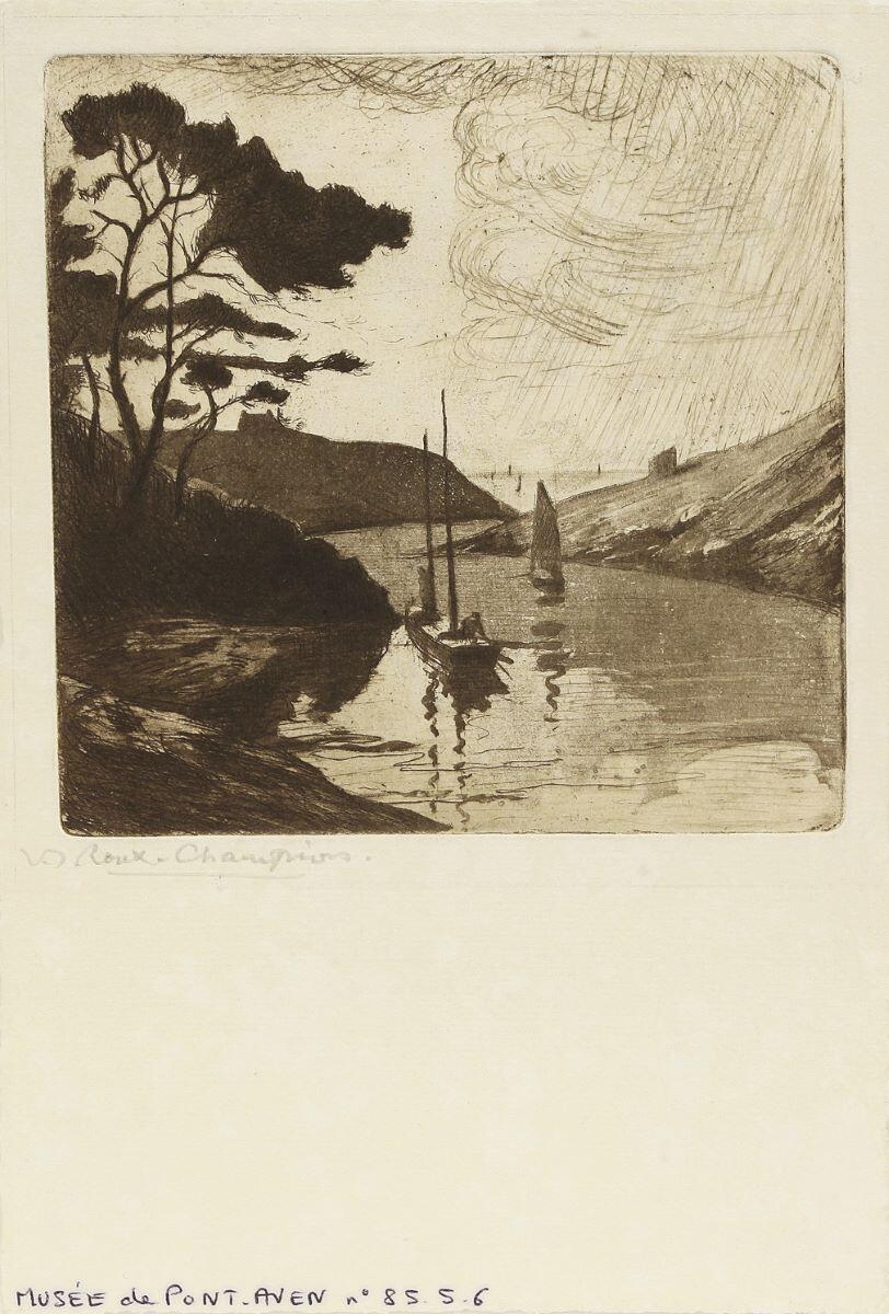 Pluie sur le Belon, Victor-Joseph Roux-Champion, 1ère moitié 20e siècle