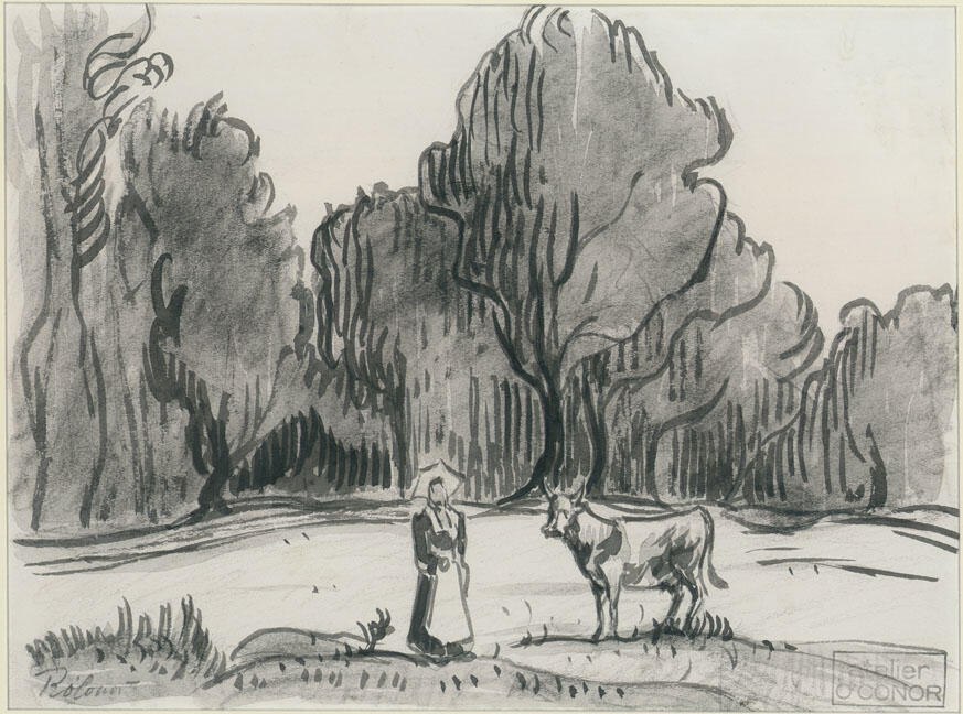 Paysanne et sa vache, Roderic O'Conor, 4e quart 19e siècle