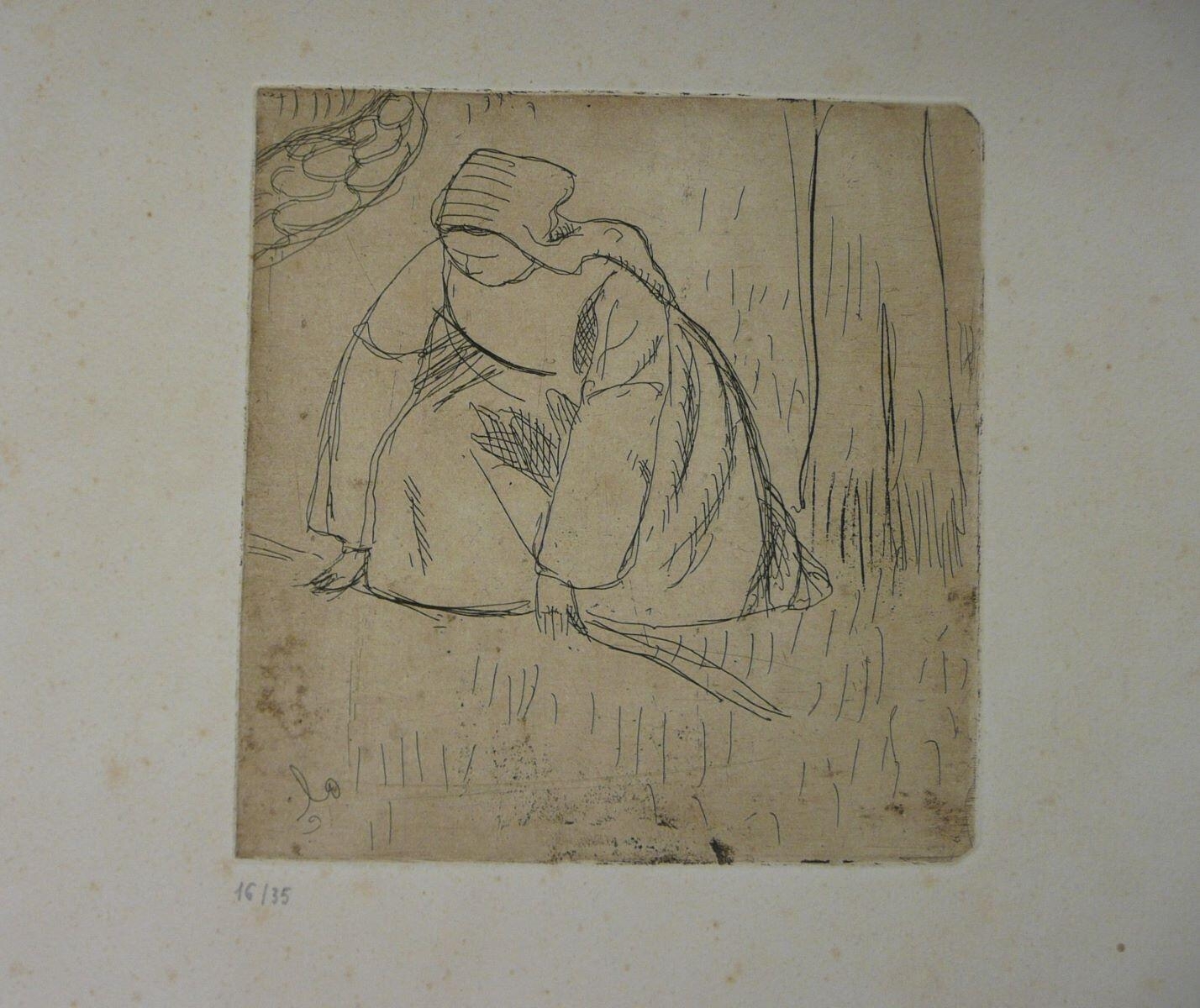 Femme au travail à genoux avec arbre et mur, Арман Сеген, 1893-1894