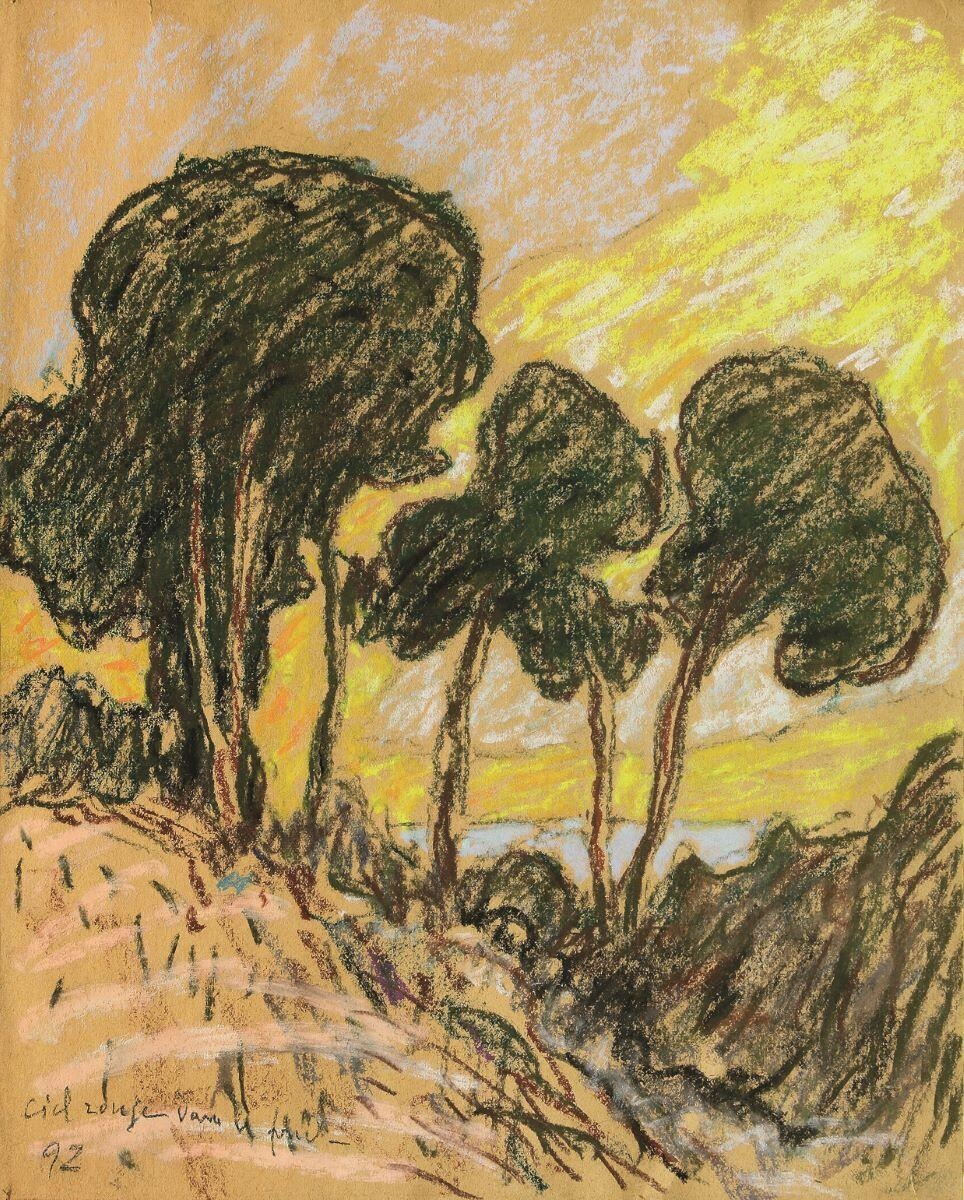 Ciel rouge dans les pins (titre inscrit), Maxime Maufra, 1892