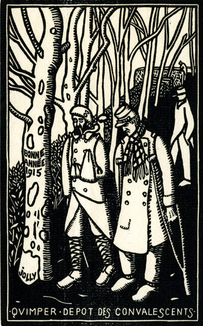 Bonne année 1915. Quimper. Dépôt des convalescents, André Jolly, 1915